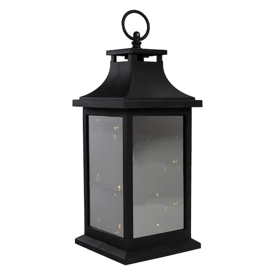 12" Black LED Lantern with Flickering Light